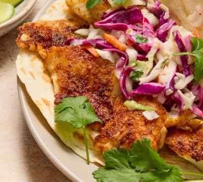 Air Fryer Fish Tacos with Cilantro Lime Slaw