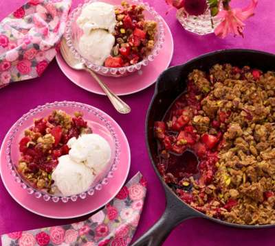 Apple-Raspberry Crisp with Pistachios