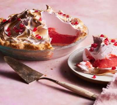 Blood Orange Curd Tart with Pomegranate Meringue