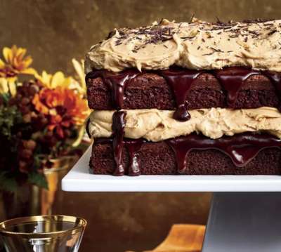 Chocolate Fudge Layer Cake with Caramel Buttercream