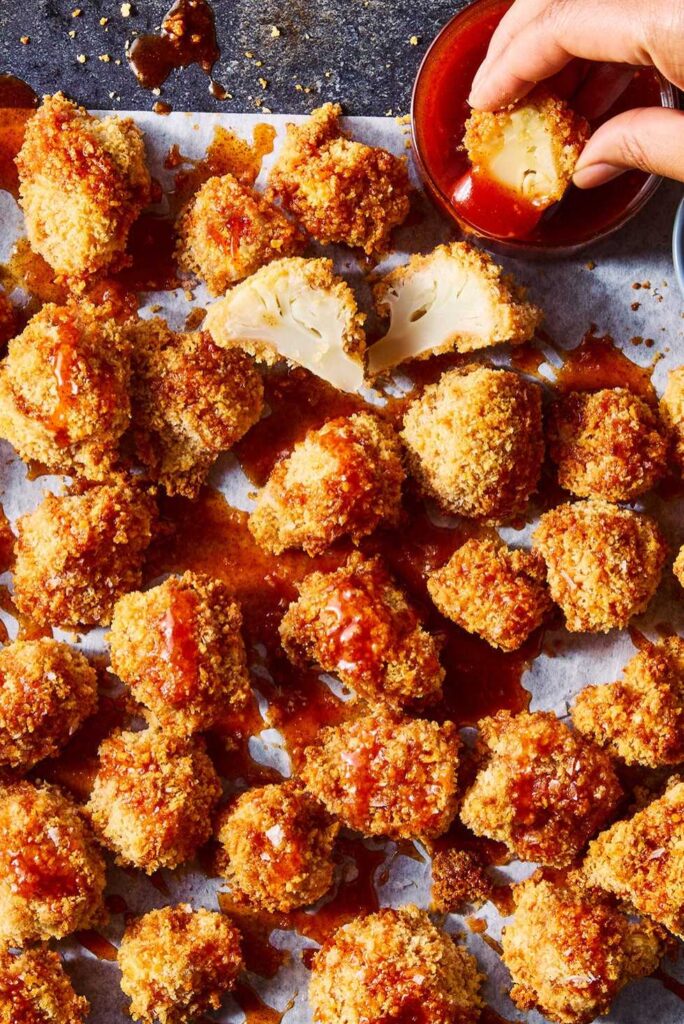 Crispy Hot Honey Cauliflower Nuggets