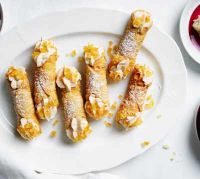 Negroni Cannoli with Candied Orange