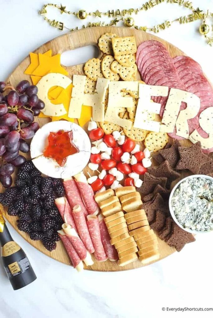 New Year’s Eve Cheers Charcuterie Board