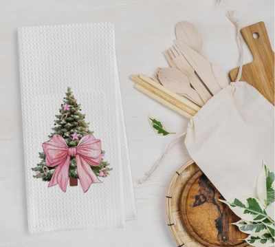 Pink Christmas Tree Kitchen Towels