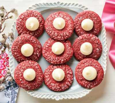 Red Velvet Thumbprint Cookies