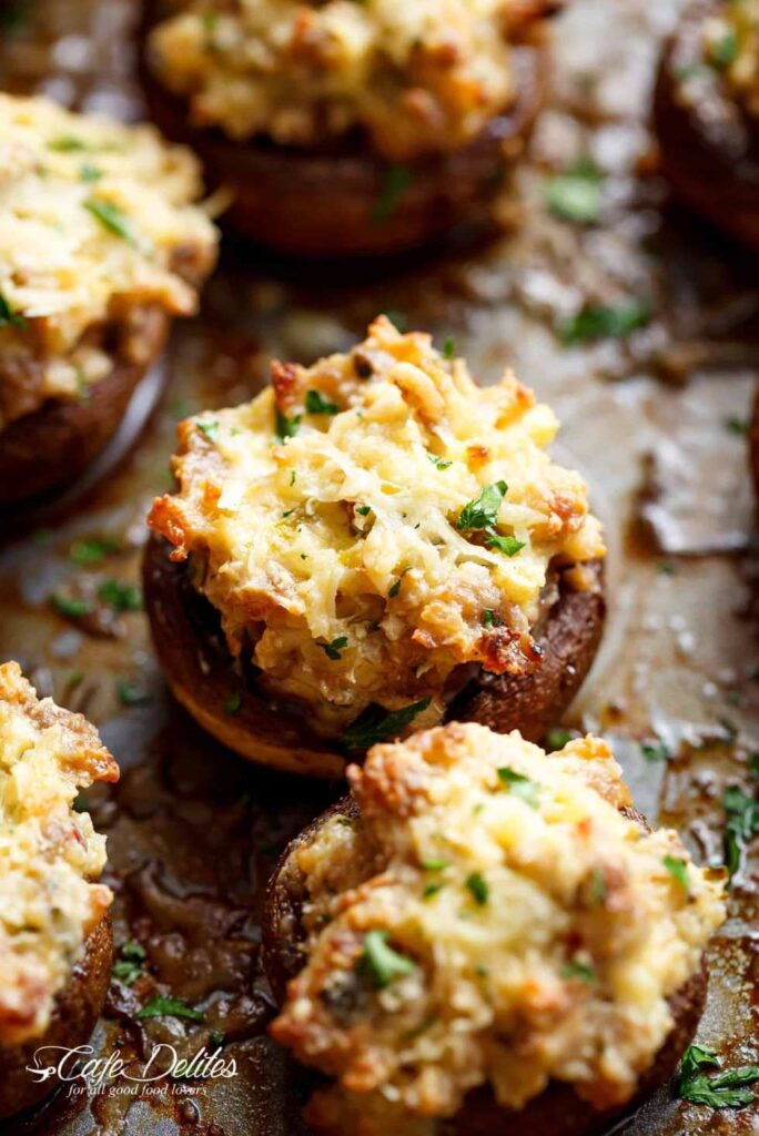 Sausage Cream Cheese Dip Stuffed Mushrooms