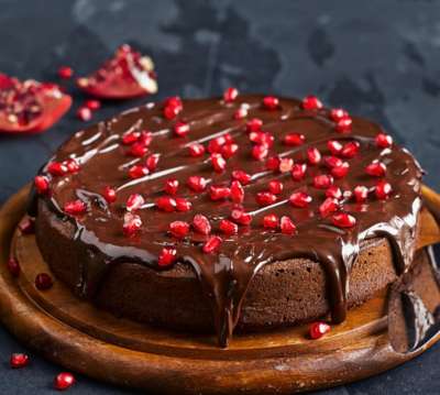 Squidgy Chocolate & Pomegranate Torte