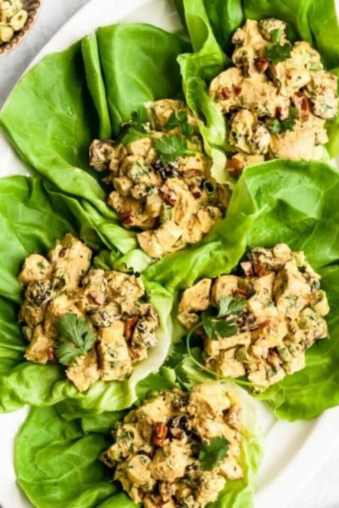 15-Minute Healthy Moroccan-Spiced Greek Yogurt Chicken Salad-Healthy Lunch Wrap Ideas