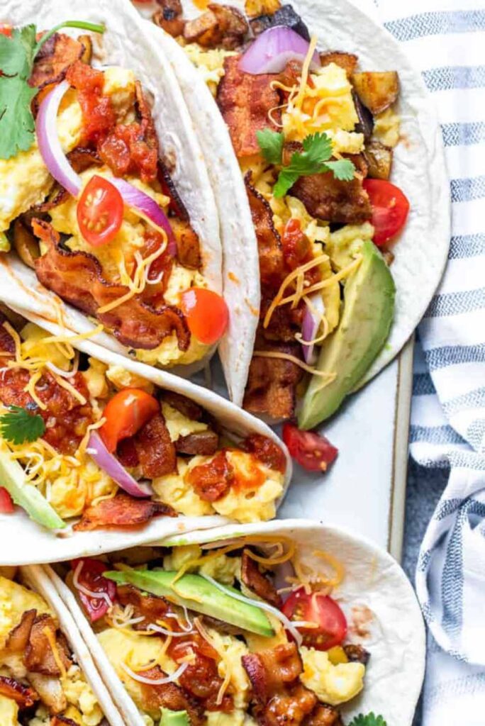 Bacon & Egg Breakfast Tacos with Crispy Potatoes-Fun Easter Brunch Ideas