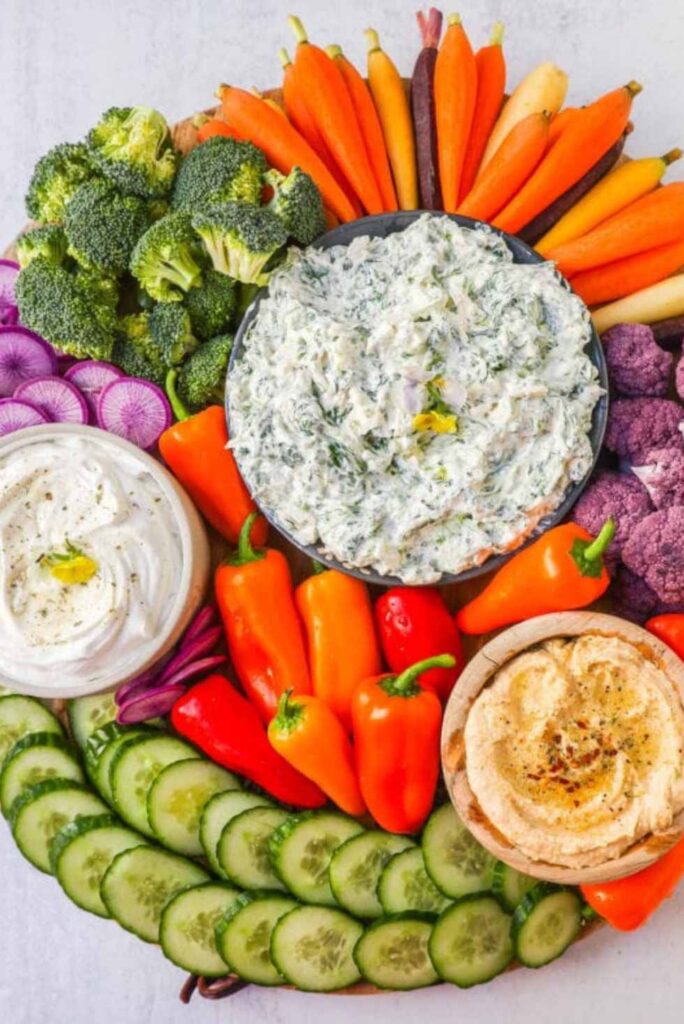 Crudite Platter with Dips-Fun Easter Brunch Ideas