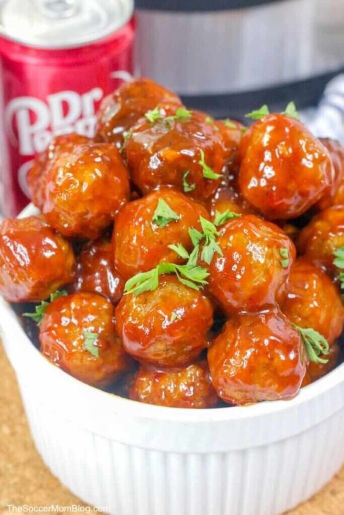 Dr. Pepper Meatballs-Game Day Appetizers and Dips for Football Parties