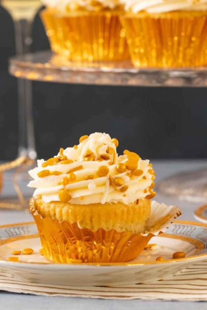 Gold Champagne Cupcakes-St. Patrick's Day Dessert