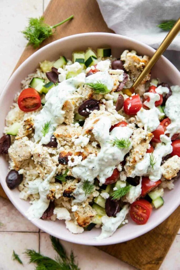 Greek Chicken Rice Bowls-Healthy Weeknight Dinners