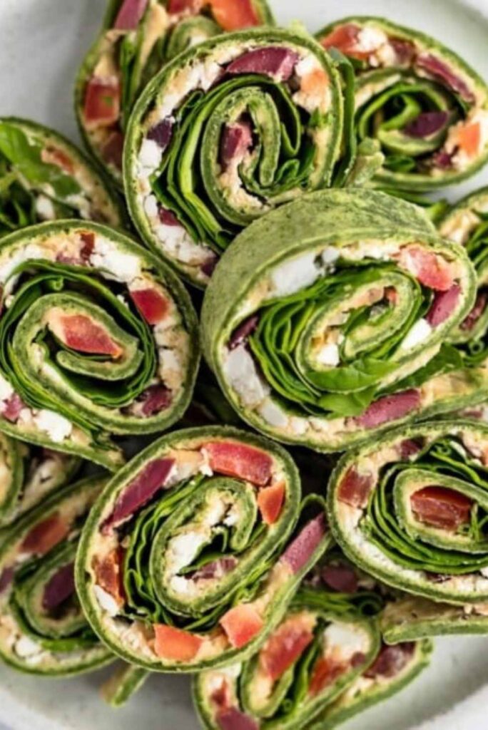 Greek Salad Pinwheels-Healthy Lunch Wrap Ideas