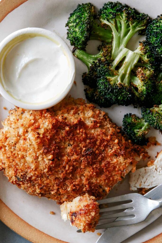 Healthy Air Fryer Parmesan Chicken with Broccoli-Healthy Weeknight Dinners