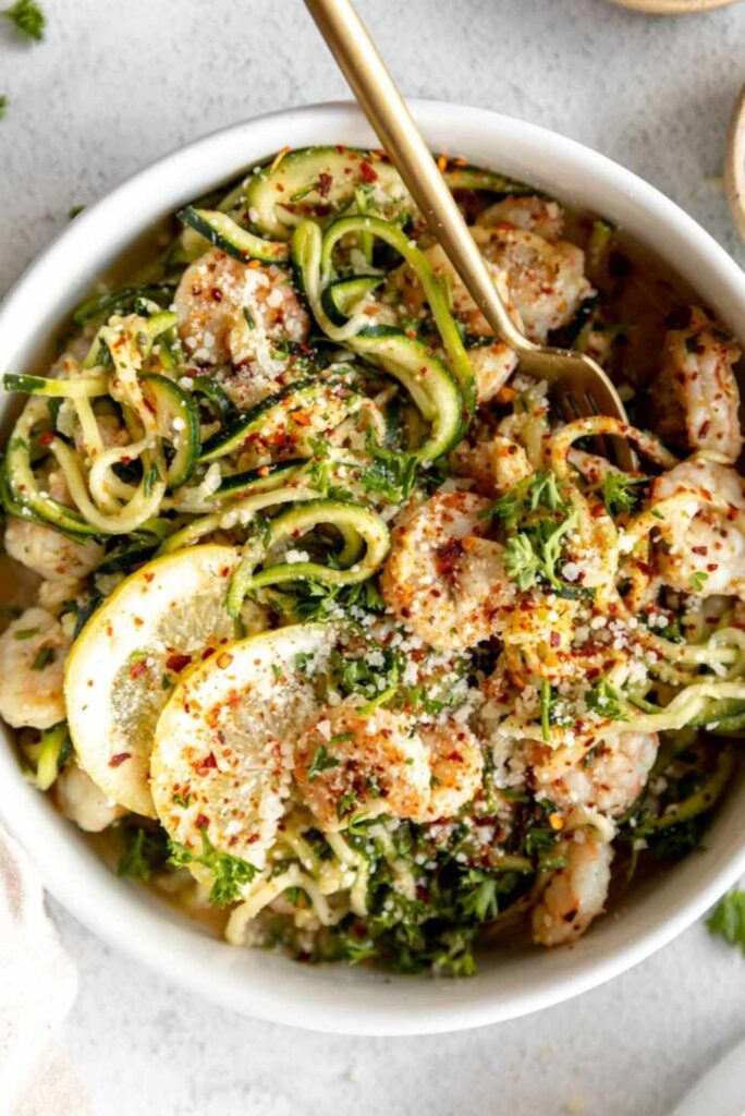 Healthy Shrimp Scampi Zucchini Noodles-Healthy Weeknight Dinners