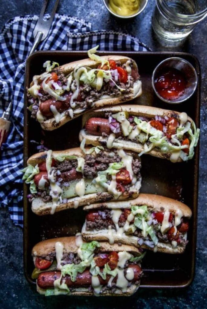 Loaded Cheeseburger Hot Dogs