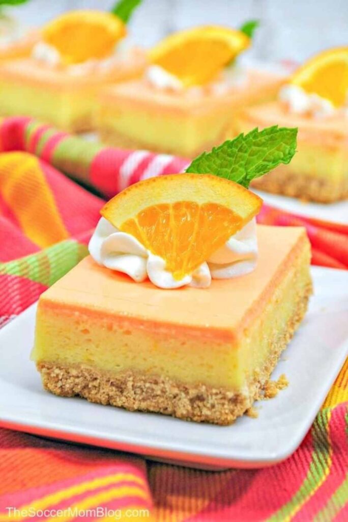 Orange Creamsicle Cheesecake Bars-Best Spring Desserts