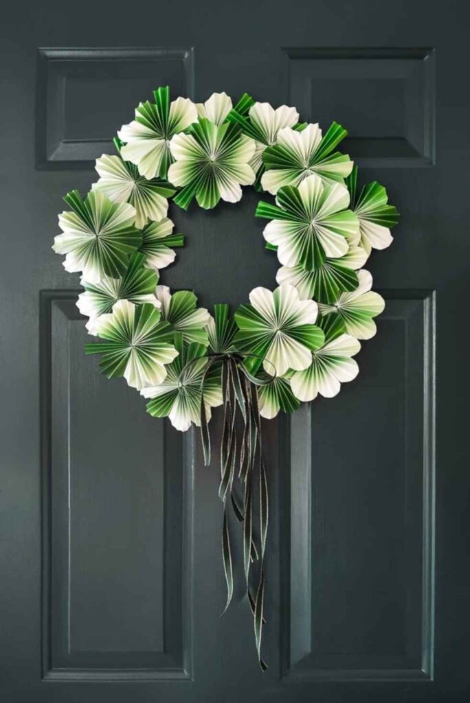 Paper Shamrock Wreath-Easy St. Patrick's Day Crafts