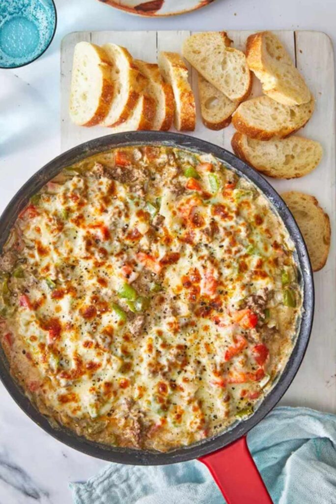 Philly Cheesesteak Dip-Game Day Appetizers and Dips for Football Parties