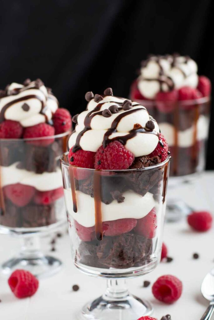 Raspberry Brownie Cheesecake Trifles-Best Mini Dessert Cup Recipes