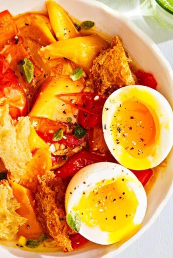 Rustic Pepper Stew with Jammy Eggs