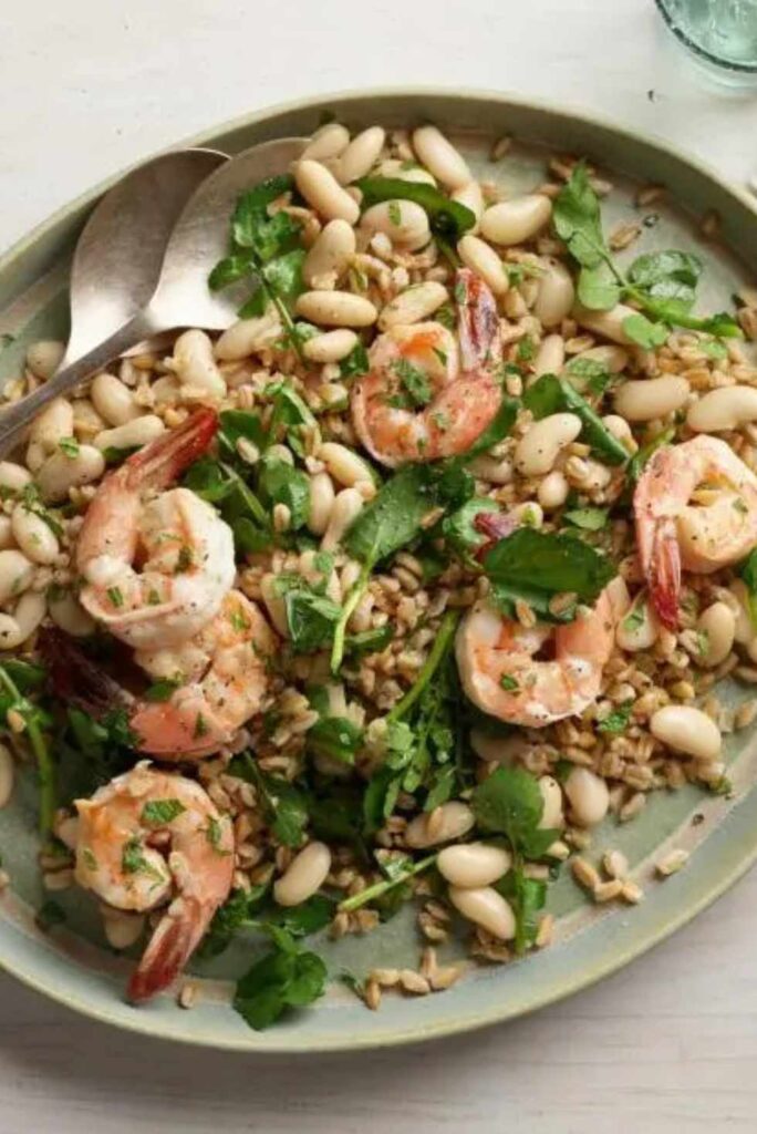 Shrimp, Watercress and Farro Salad-Healthy Weeknight Dinners