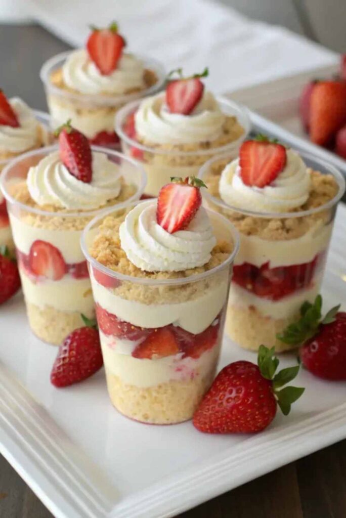 Strawberry Shortcake Parfait Cups-Best Mini Dessert Cup Recipes