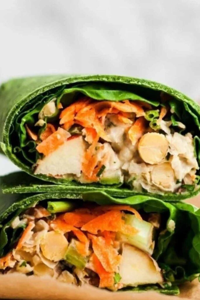 Vegan Pecan Apple Chickpea Salad Wraps-Healthy Lunch Wrap Ideas