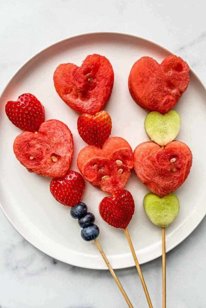 Adorable Heart Fruit Skewers-Fun Valentine's Day Recipes for Kids