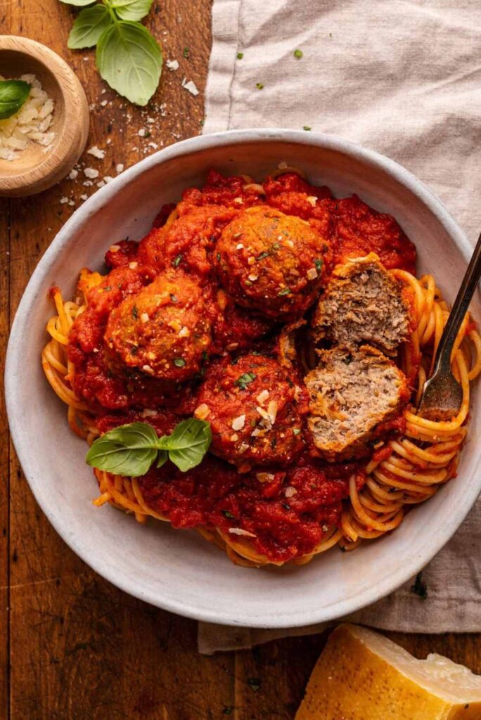 Authentic Italian Meatballs with Pasta-Valentine's Day Pasta Recipes