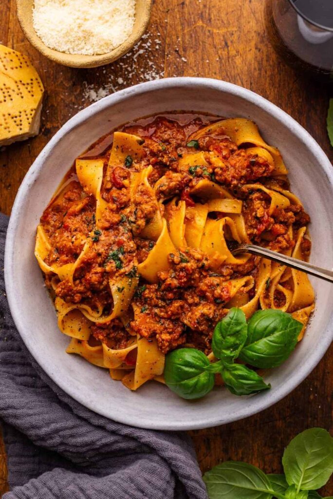 Authentic Pappardelle Bolognese (ragu alla bolognese)-Valentine's Day Pasta Recipes