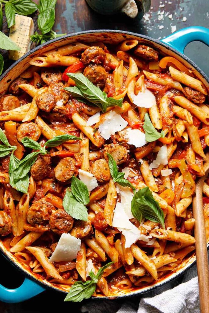 Easy Sausage & Peppers Pasta-Valentine's Day Pasta Recipes