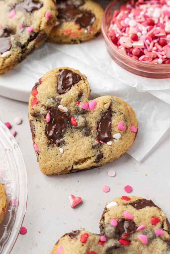 Heart Shaped Chocolate Chip Cookies-Best Valentine's Day Desserts