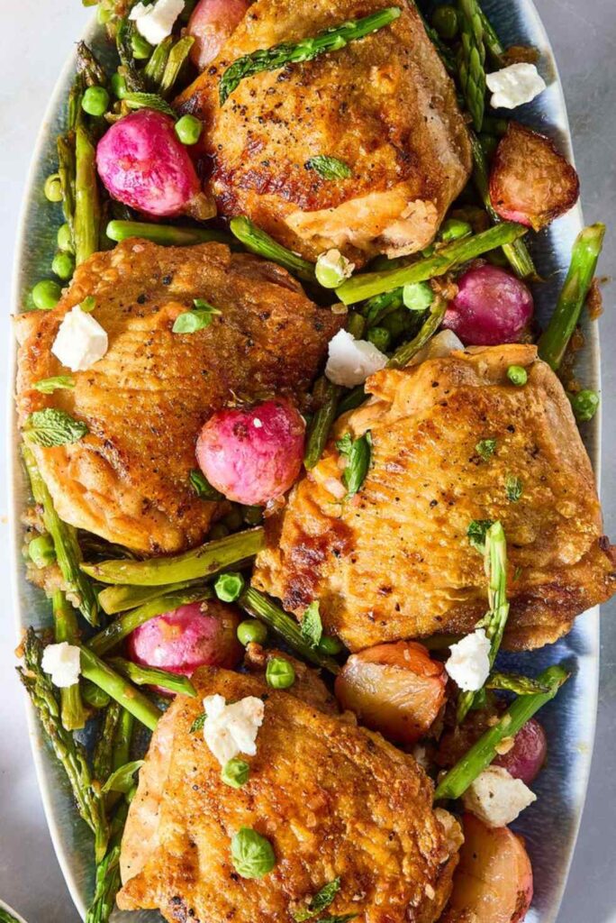 One-Pan Crispy Chicken ﻿Primavera-Best Easter Dinner Ideas