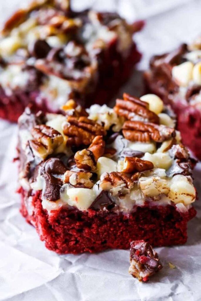 Red Velvet Layer Bars-Best Valentine's Day Desserts