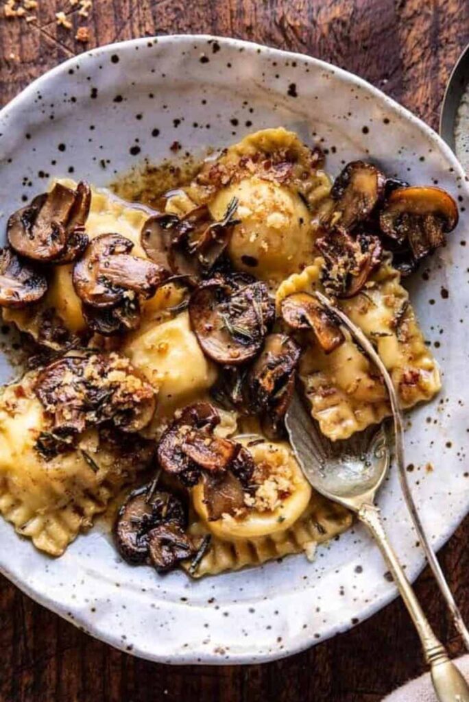 Rosemary Butter Mushroom and Cheese Raviolis-Valentine's Day Pasta Recipes