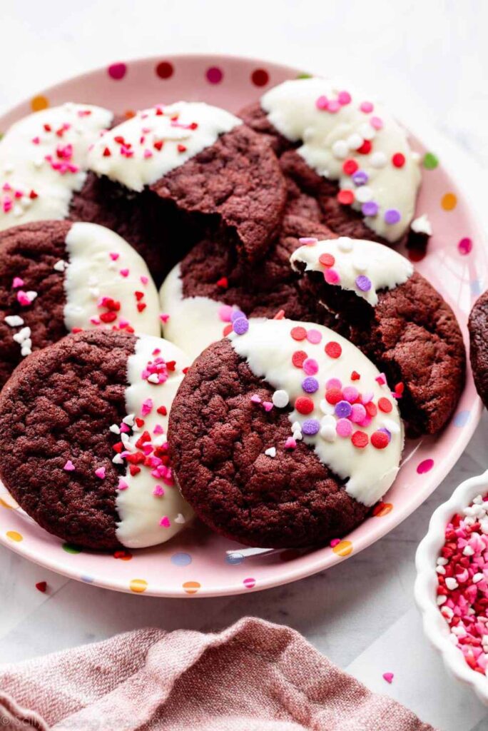 White Chocolate Red Velvet Cookies-Best Valentine's Day Desserts