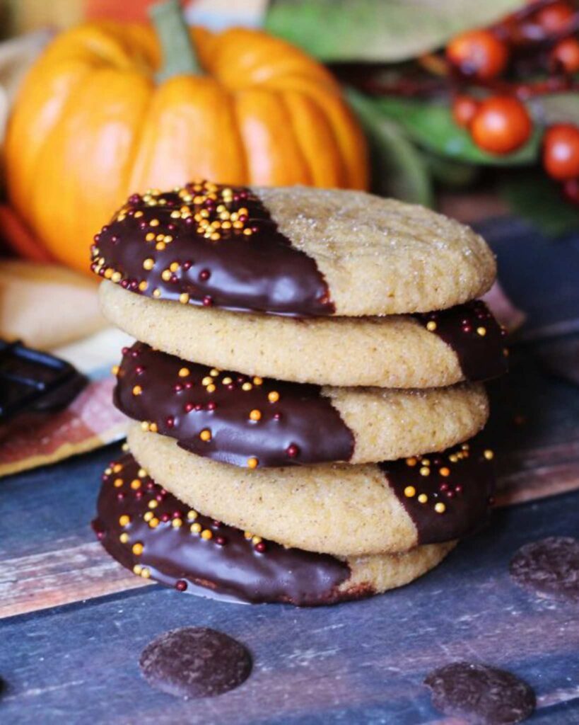 Chocolate Dipped Pumpkin Cookies