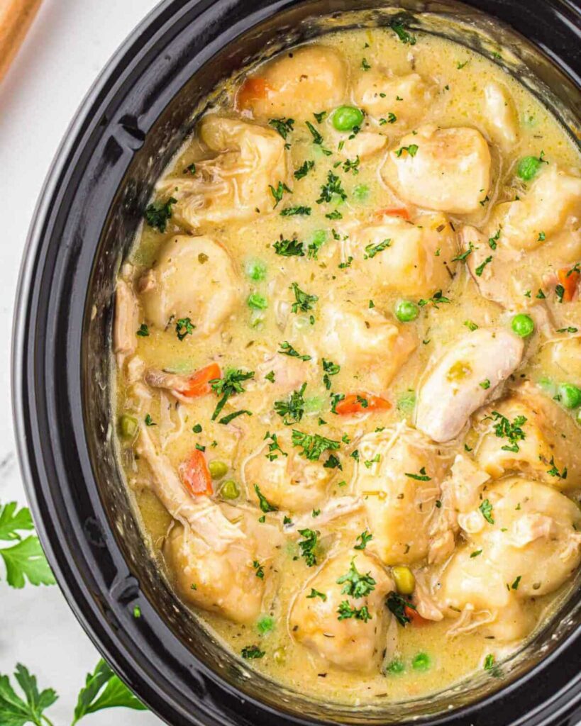 Slow Cooker Chicken & Dumplings (Christmas Edition)