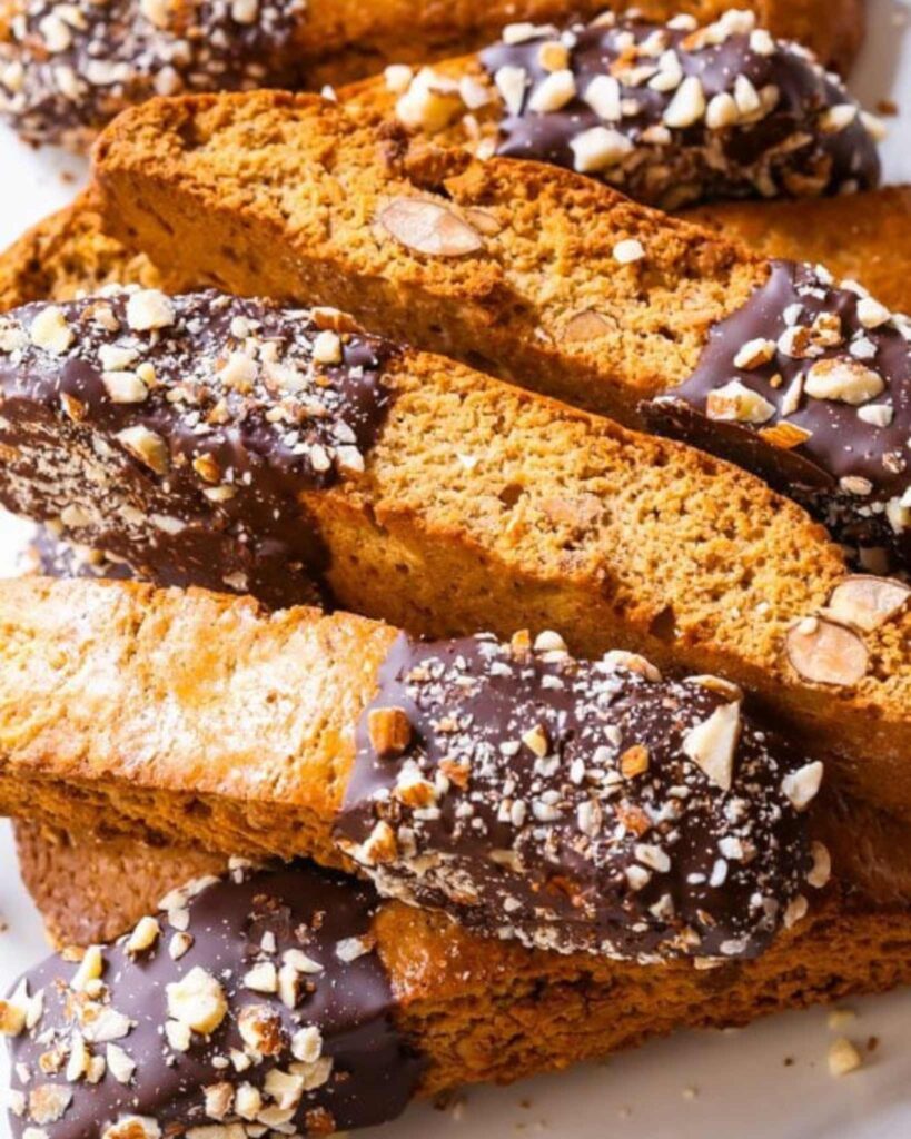 Chocolate Dipped Biscotti with Holiday Flavors