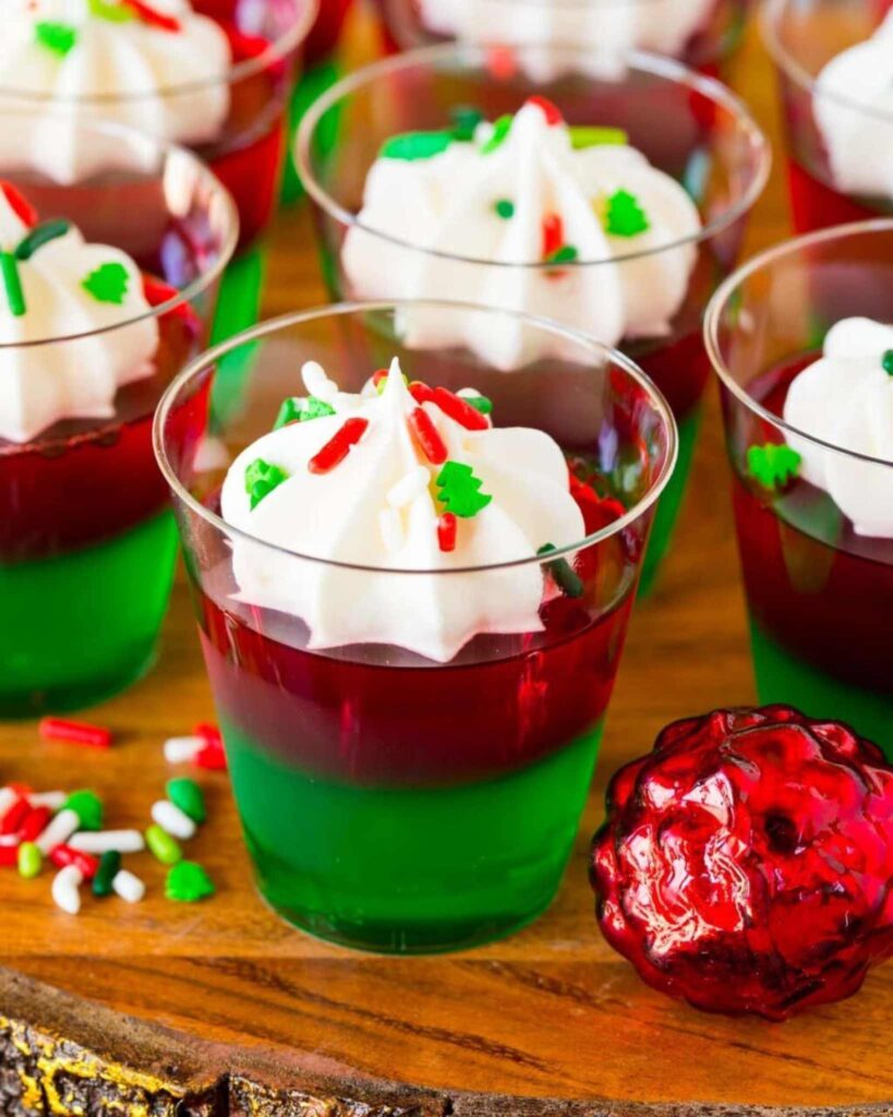 Classic Red and Green Layered Jello Shots
