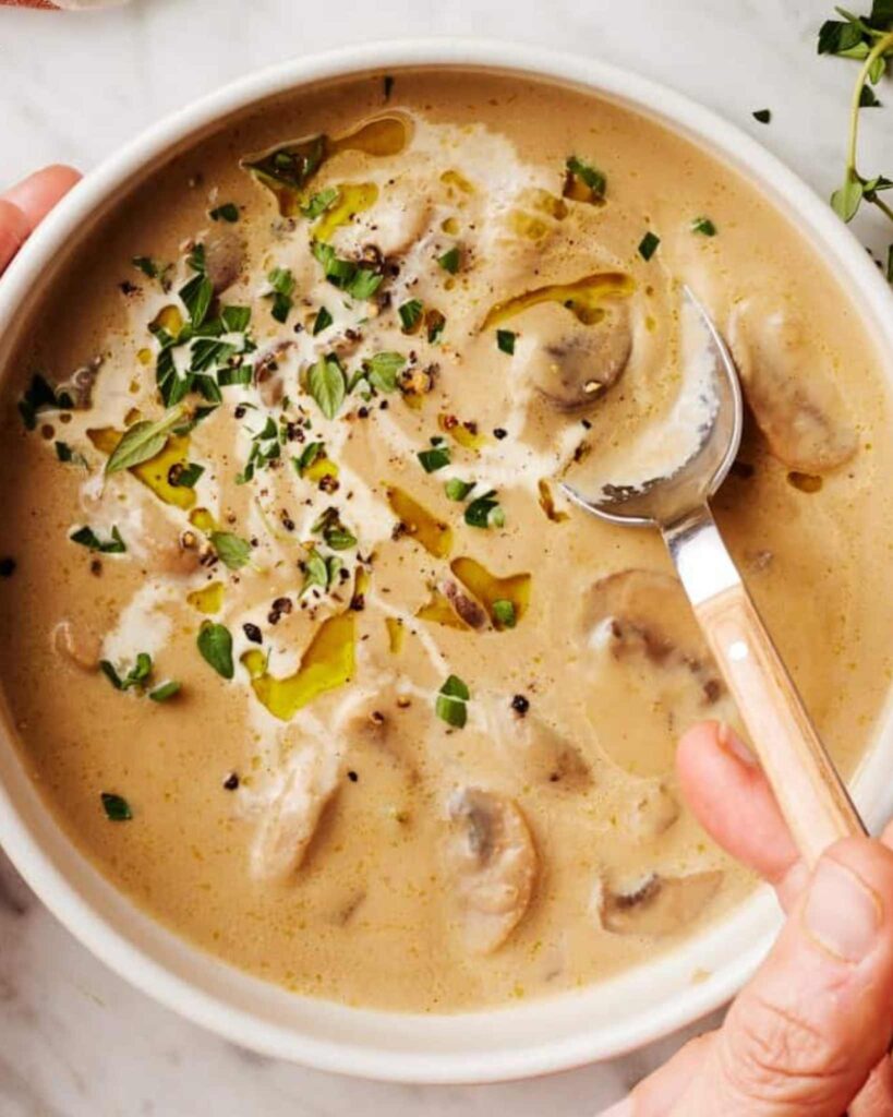 Creamy Mushroom Soup with Herbs