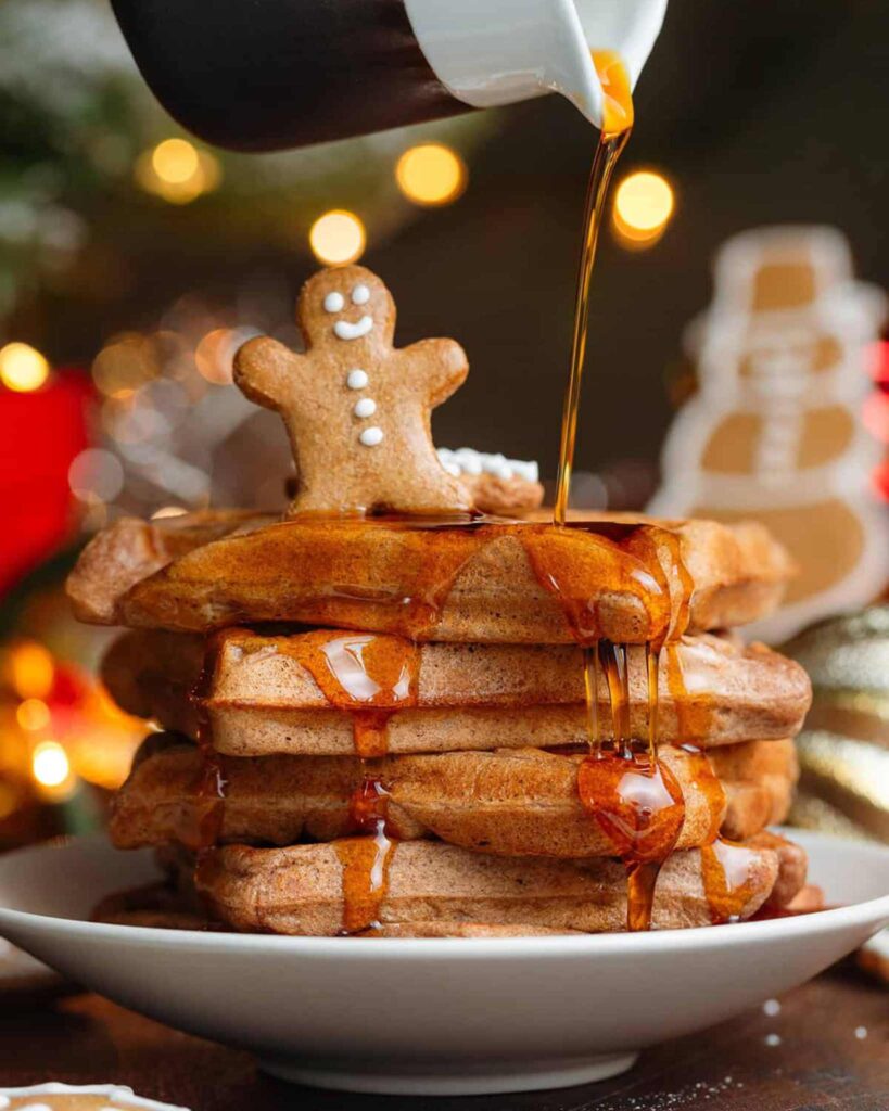 Fluffy Pancakes and Waffles with Festive Toppings