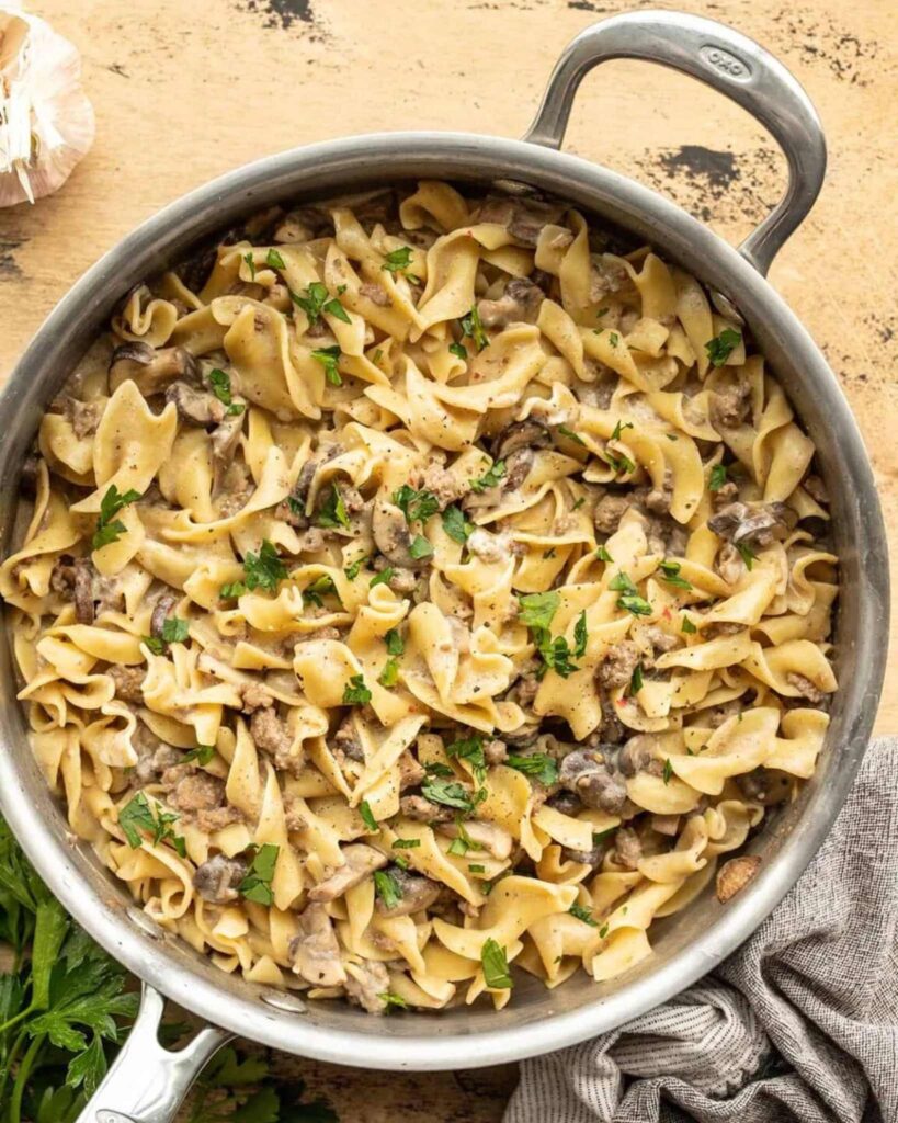 One Pot Beef Stroganoff