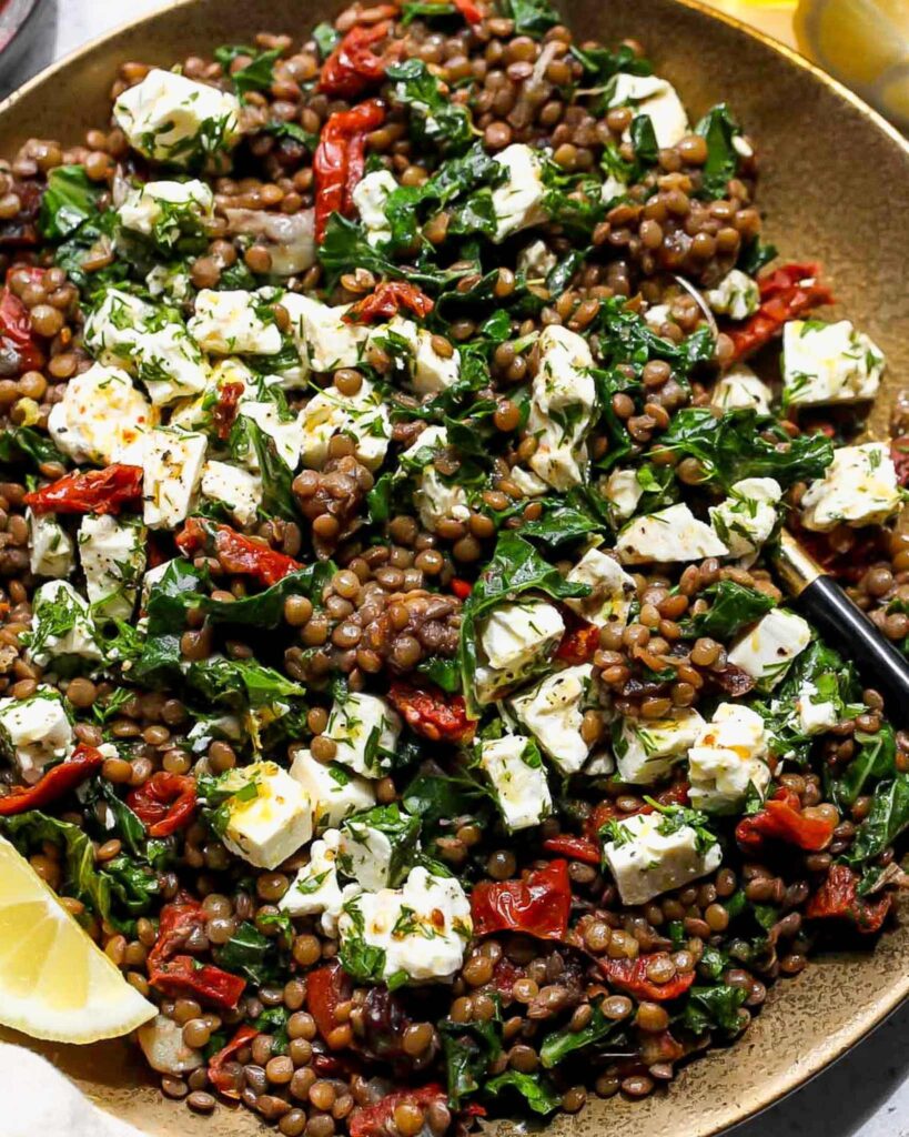 Warm Lentil and Feta Christmas Salad