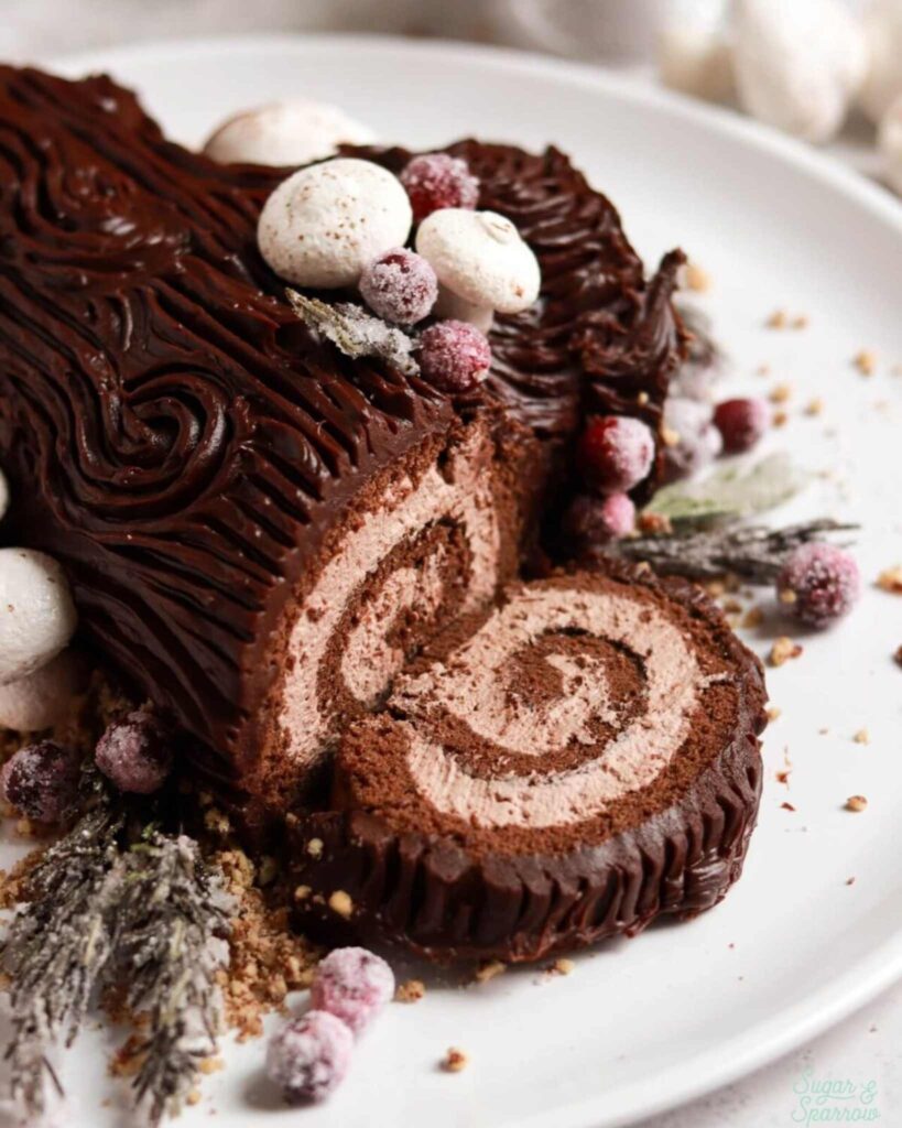 Yule Log Cake Slices