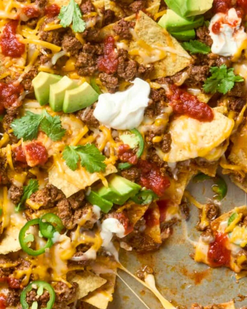 Beef Nachos Loaded with Game Day Toppings