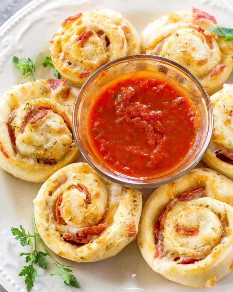 Football Pizza Rolls with Homemade Sauce