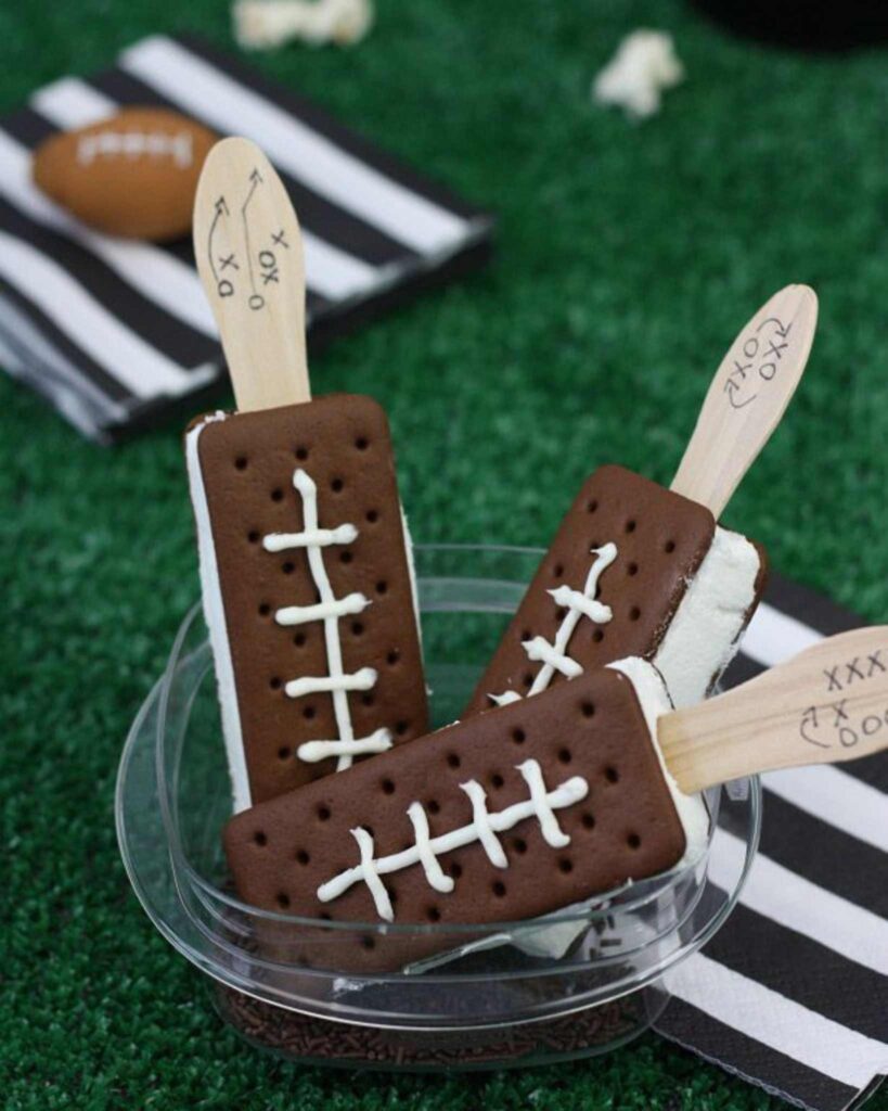 Ice Cream Football Sandwiches